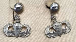 WWII Airborne Sweetheart Jewelry Jump Wing Earrings Set