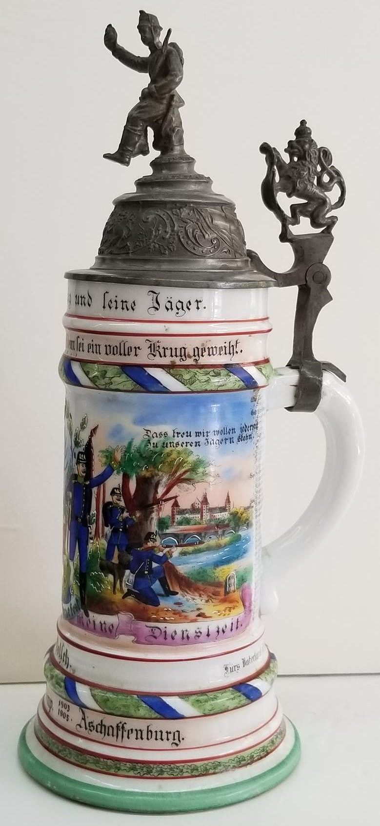 Imperial German Jager Regimental Porcelain Stein
