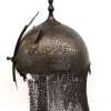 Antique Islamic warrior's etched koftgari steel helmet Indo-Persian Kula Khud